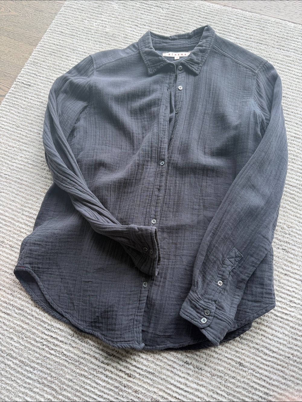 XERINA Dark Gray Gauze Button-Up Shirt